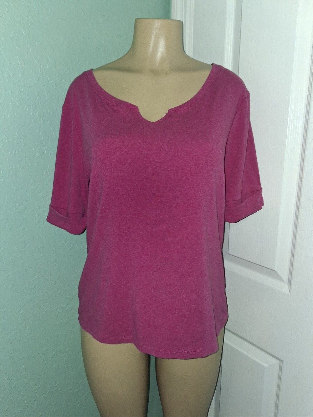 ELLEN TRACY RASBERRY HEATHER PINK TOP SZ XLG